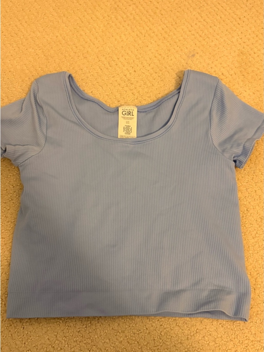 Athleta Girl Sky Blue Ribbed Scoop Neck Top